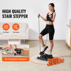 Stair Stepper, Mini Stepper for Exercise at Home, Hydraulic Fitness Twist Stepper with Resistance Bands, Full Body Workout Cardio Equipment