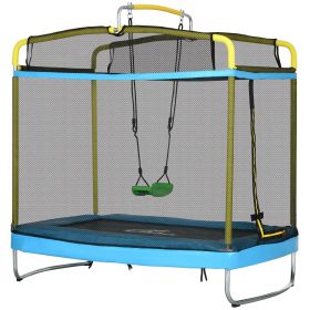 3-in-1 Trampoline for Kids, 6.9' Kids Trampoline with Net, Light Blue