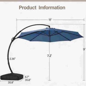 Cantilever Patio Umbrella 11ft Offset Cantilever Patio Umbrella With Base Included Large Round Aluminum Outdoor Umbrella 360 Rotation  Infinite T (Option: Blue)