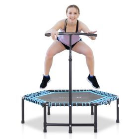 4.5ft Exercise Trampoline, Portable & Foldable Fitness Trampoline Rebounder with 3-Level Adjustable T-Bar, Great for Adults Kids Working Out, Blu (Option: Blue and Black-1090x660x130 mm)