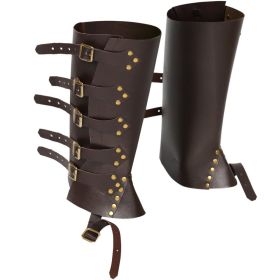 Medieval Renaissance Knight PU Leather Punk Leggings Boots Shoe Cover (Option: Dark Coffee Color)