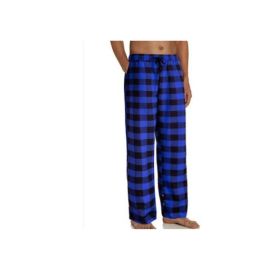 Women's Stretch Plaid Casual Pants With Pockets (Option: Blue-L)