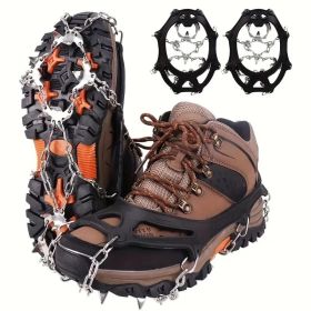 Shoe Ice Claws, Traction Shoe Nails, Ice And Snow Grip Straps With 19 Stainless Steel Nails, Shoe Claws Anti-Slip Boot Nails, Suitable For Walkin (Option: L)