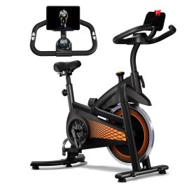 Exercise Bike Indoor Stationary Bike Cycling Bicycle for Home Gym 300 lbs Weight Capacity Adjustable Seat/Handlebar for Cardio Workout Office, Re (Color: Orange)