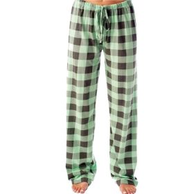 Women's Stretch Plaid Casual Pants With Pockets (Option: Light green-L)