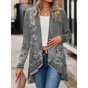 Shawl Small Suit Cardigan Outer Wear Ethnic Style (Option: Gray-M)