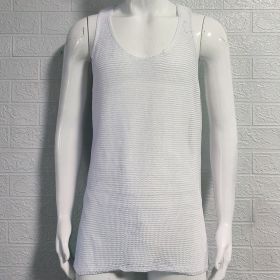 Men's Summer Loose Sleeveless Knitted Vest (Option: White-XL)